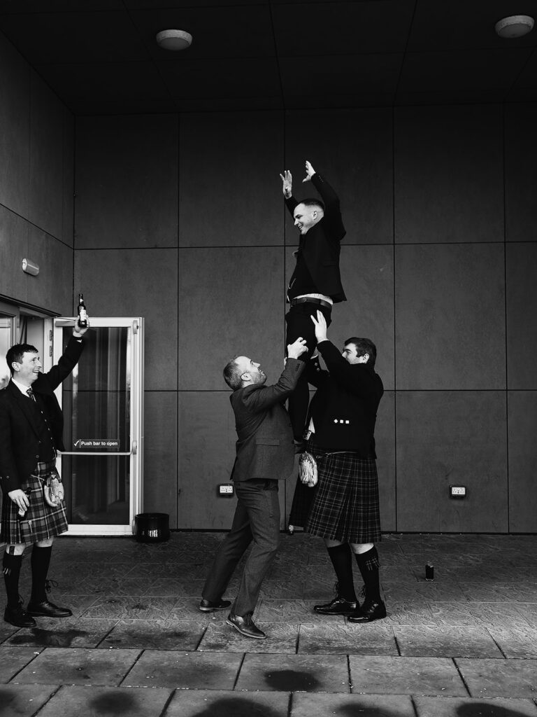 Candid moment during aberdeenshire wedding at Meldrum house