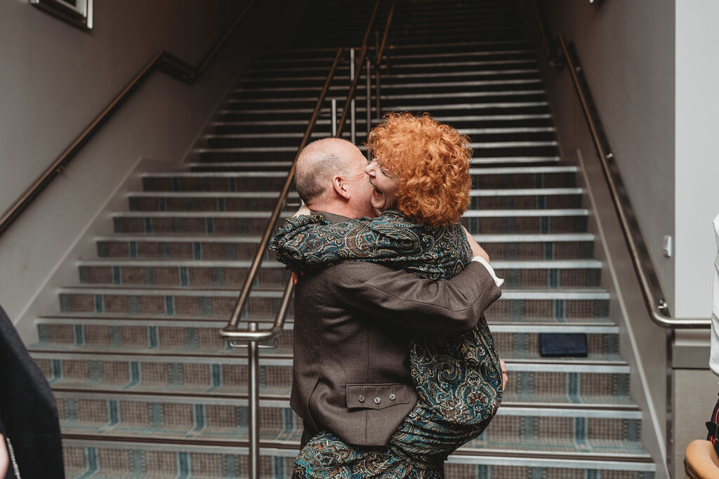 Candid moment during aberdeenshire wedding at Meldrum house