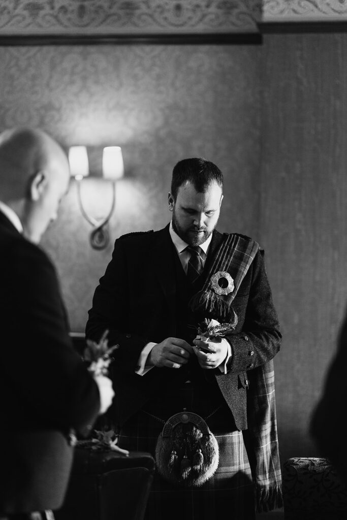 Groom ready for his Meldrum wedding 