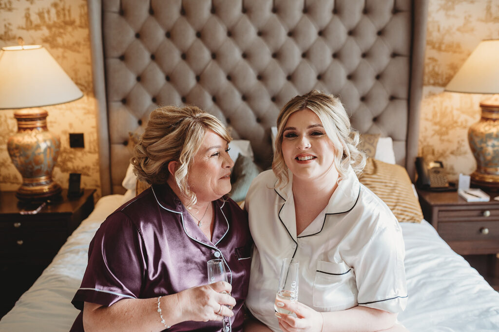 bride and mum on wedding day in aberdeenshire 