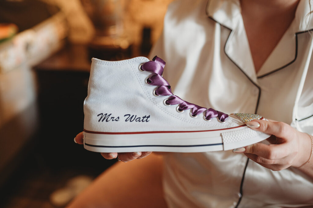 wedding shoes gifted by groom to bride at aberdeenshire wedding 