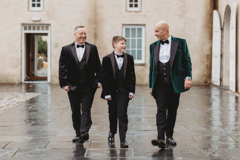 Groom and groomsmen ready at meldrum house aberdeenshire
