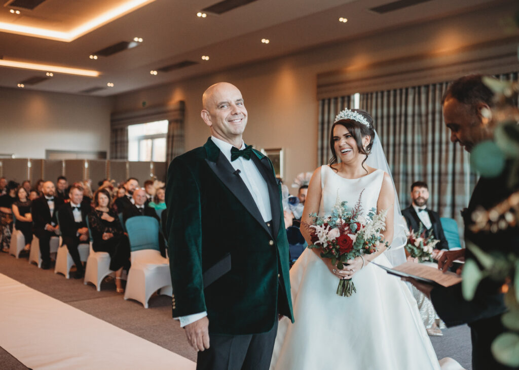 Aberdeenshire couple photographed during their wedding ceremony at meldrum house