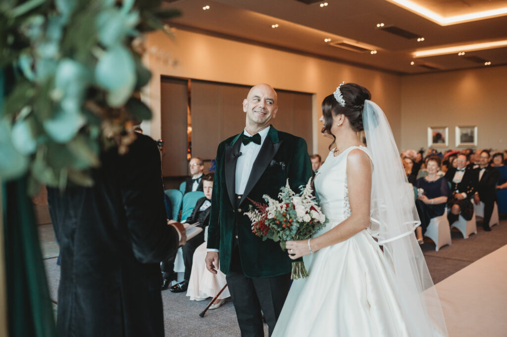 Aberdeenshire couple photographed during their wedding ceremony at meldrum house