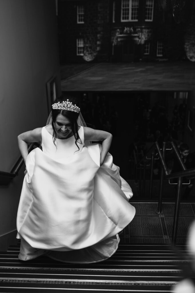 Candid moment during aberdeenshire wedding at meldrum house