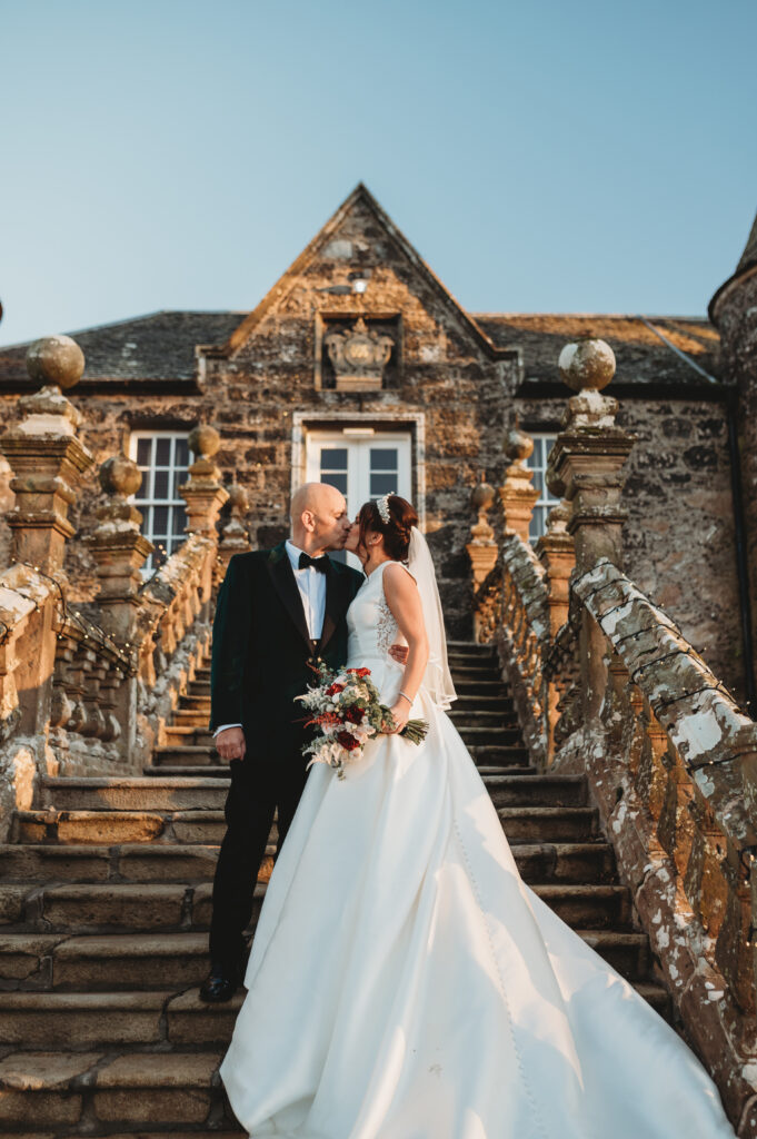 Aberdeenshire couple photographed at meldrum house by aberdeenshire wedding photographer