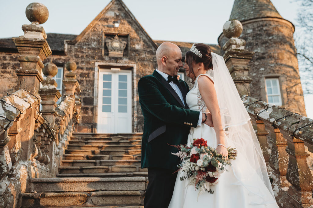 Aberdeenshire couple photographed at meldrum house by aberdeenshire wedding photographer