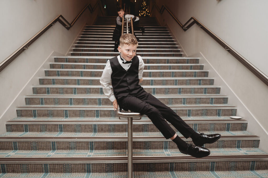 Candid moment during aberdeenshire wedding at meldrum house