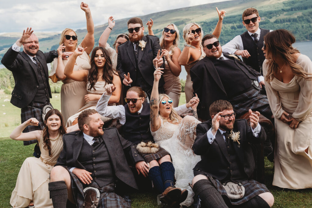 Aberdeenshire wedding photographer captures wedding family photo at Boreland Loch Tay