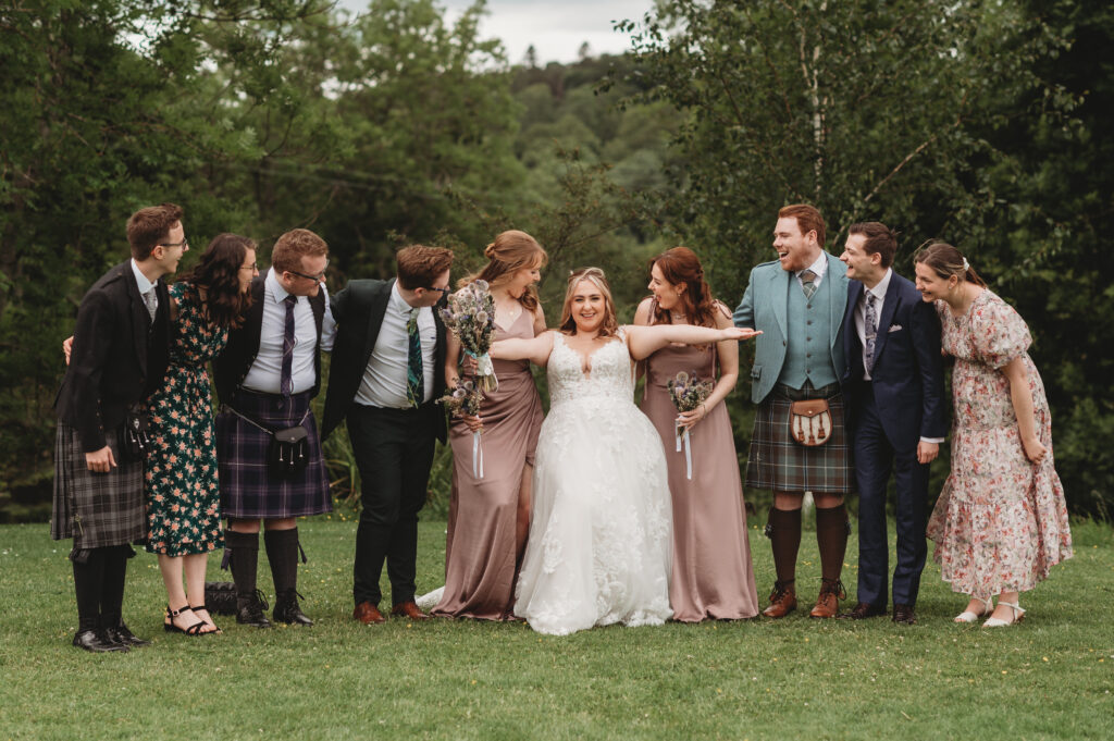 Aberdeenshire wedding photographer captures wedding family photo at Aswanley