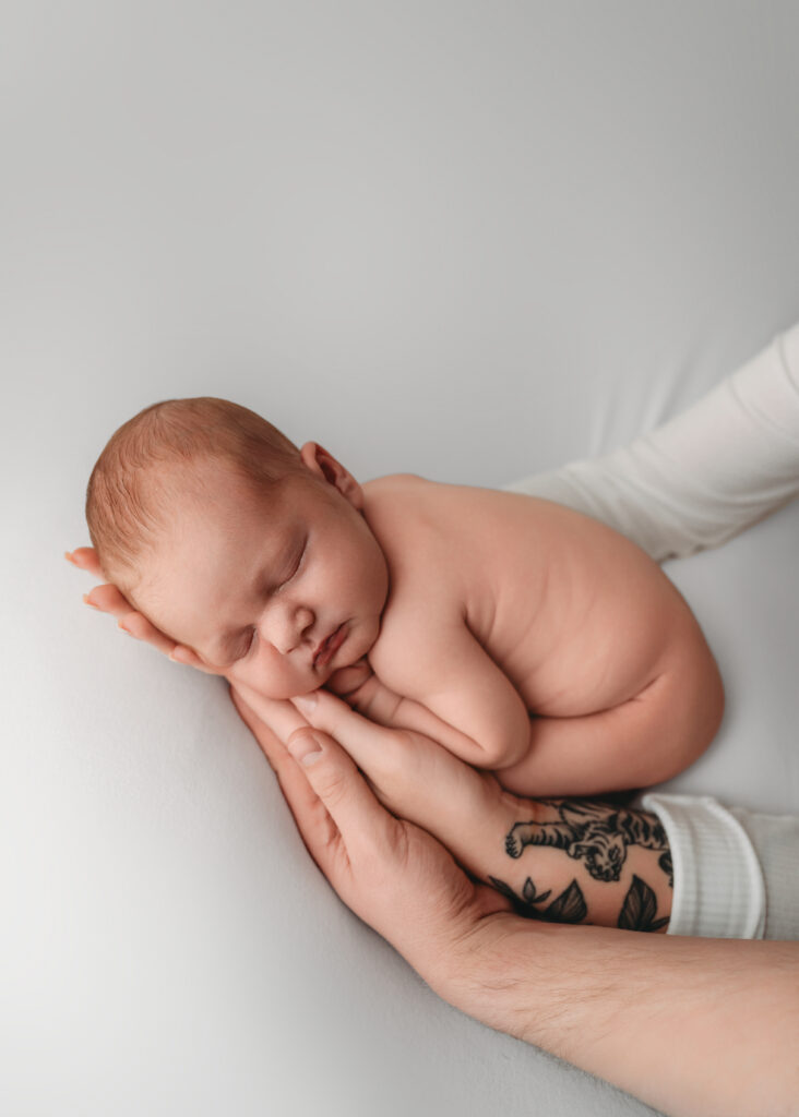 Baby sleeping during a newborn session in Aberdeenshire