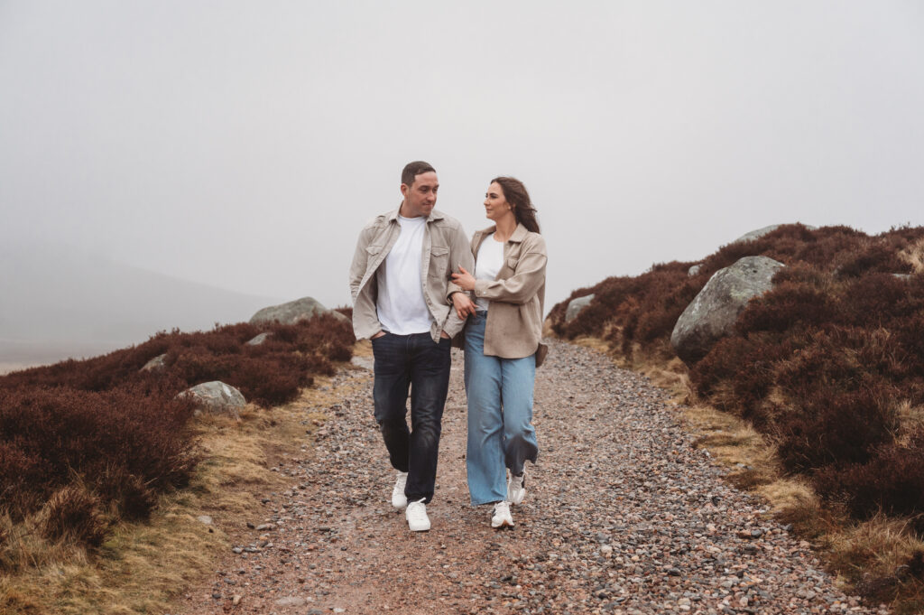 Pre-wedding photos at Loch Muick by an Aberdeenshire wedding photographer