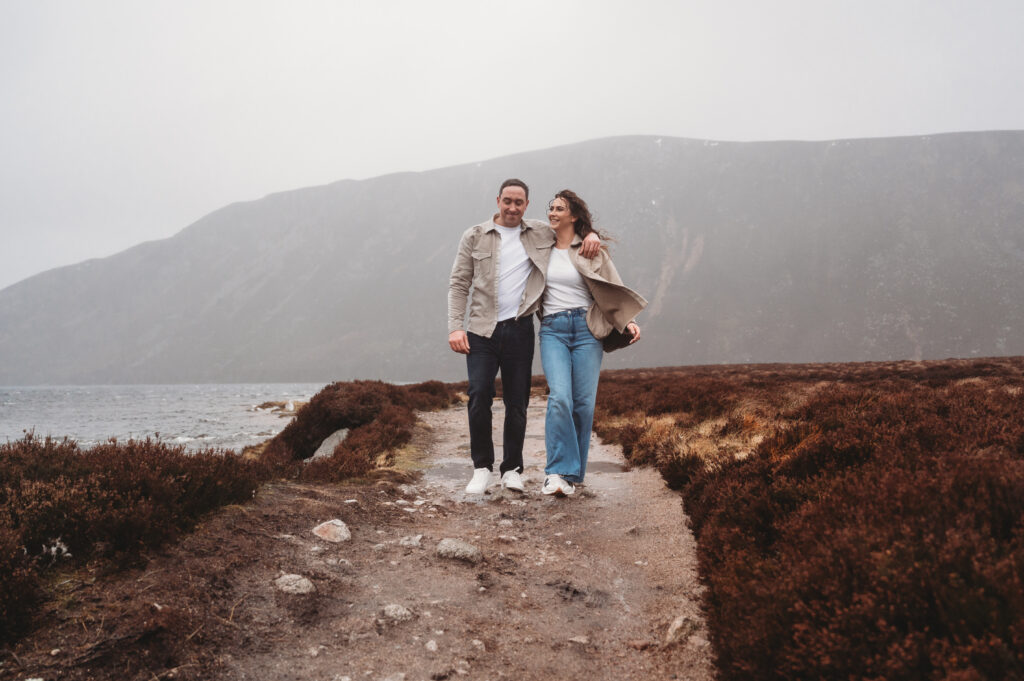 Pre-wedding photos at Loch Muick by an Aberdeenshire wedding photographer